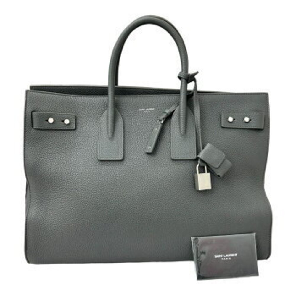SAINT LAURENT Sac de Jour Handbag Leather Gray Business Bag